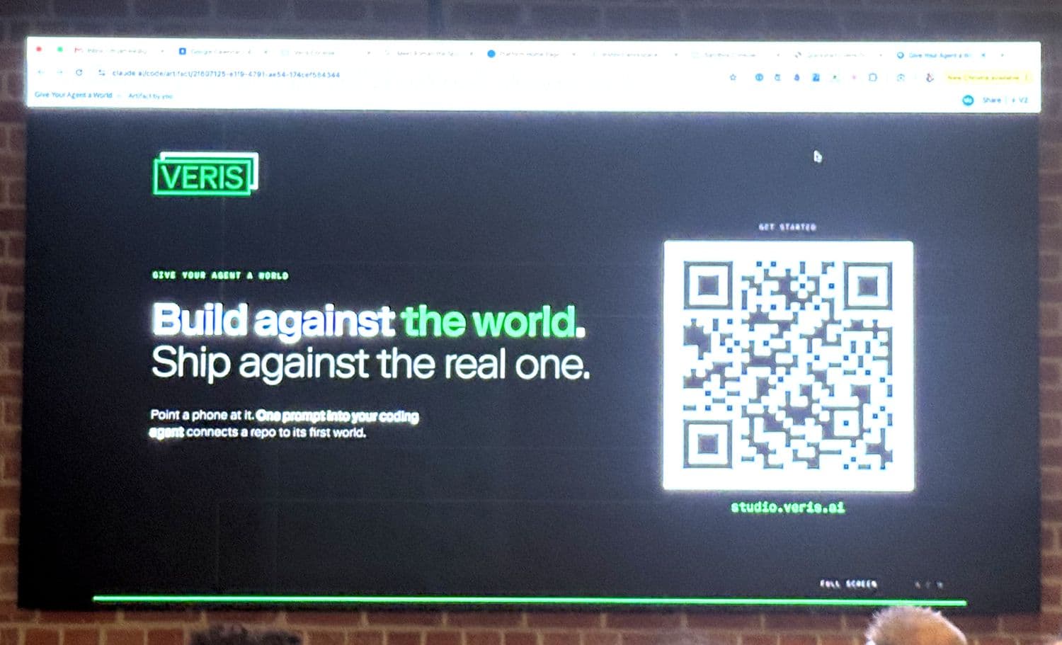 The Veris closing slide: build against the world, ship against the real one